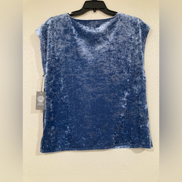 NWT Vince Camuto blue suede cap sleeve blouse | Plus size - Picture 2 of 4